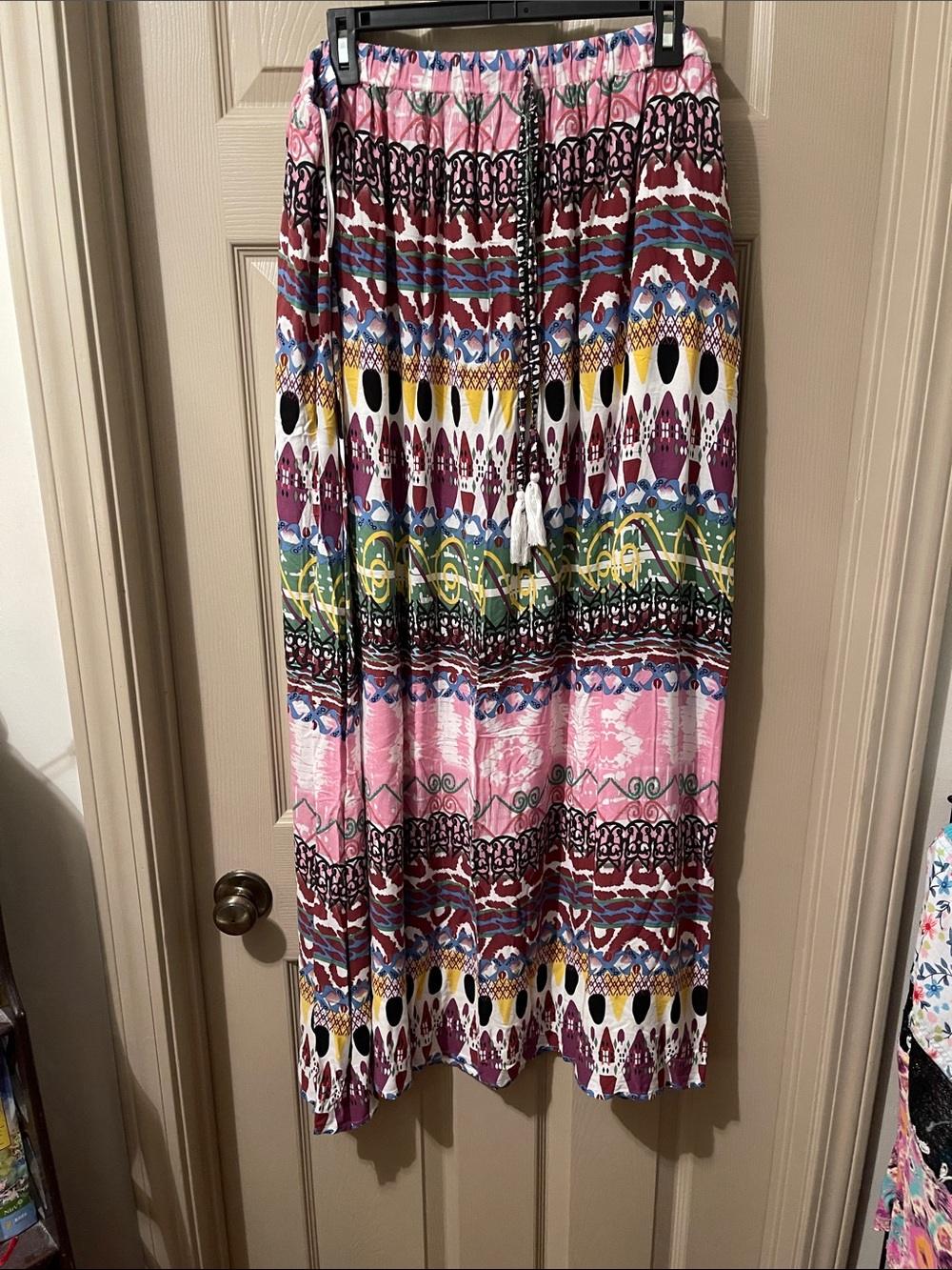 2x White Birch Pink Multi-Pattern Boho Maxi Skirt